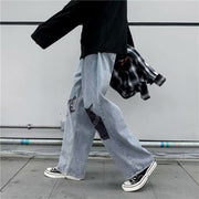 Personalized print street fashion denim trousers
