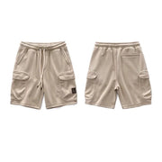 Simple contrast color stitching loose straight drape five-point sweatpants