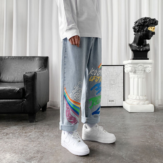 Loose straight hip hop casual cropped pants