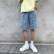 Fashion street cashew flower denim shorts