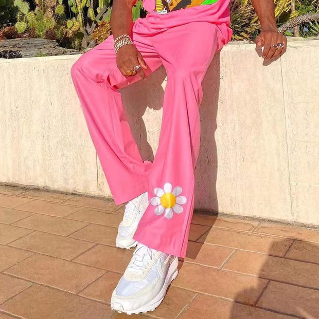 Bohemian chrysanthemum casual street pants