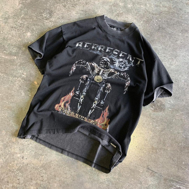 Personalized street style print round neck short sleeve T-shirt