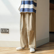 Straight drop feeling corduroy casual pants loose trousers