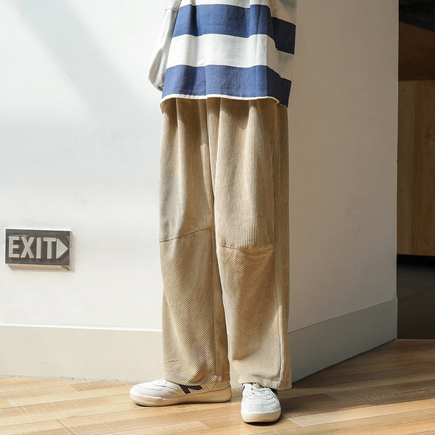 Straight drop feeling corduroy casual pants loose trousers