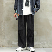 Straight drop feeling corduroy casual pants loose trousers