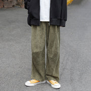 Straight drop feeling corduroy casual pants loose trousers