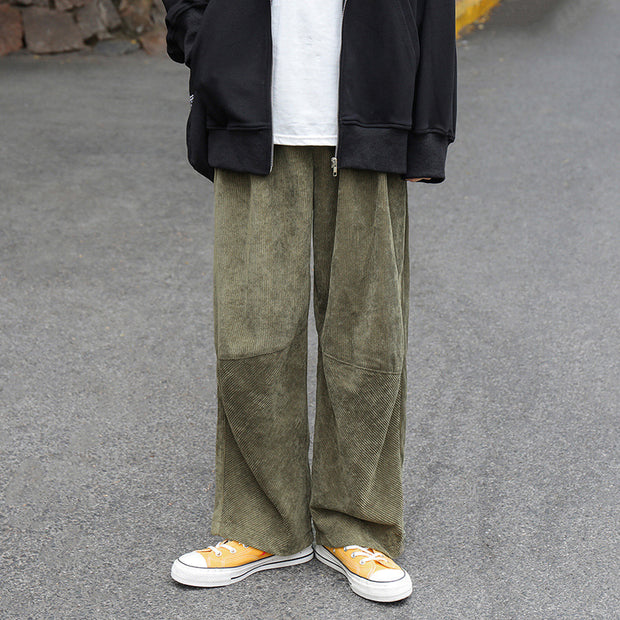 Straight drop feeling corduroy casual pants loose trousers