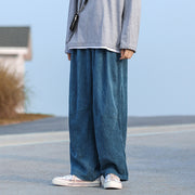 Straight drop feeling corduroy casual pants loose trousers