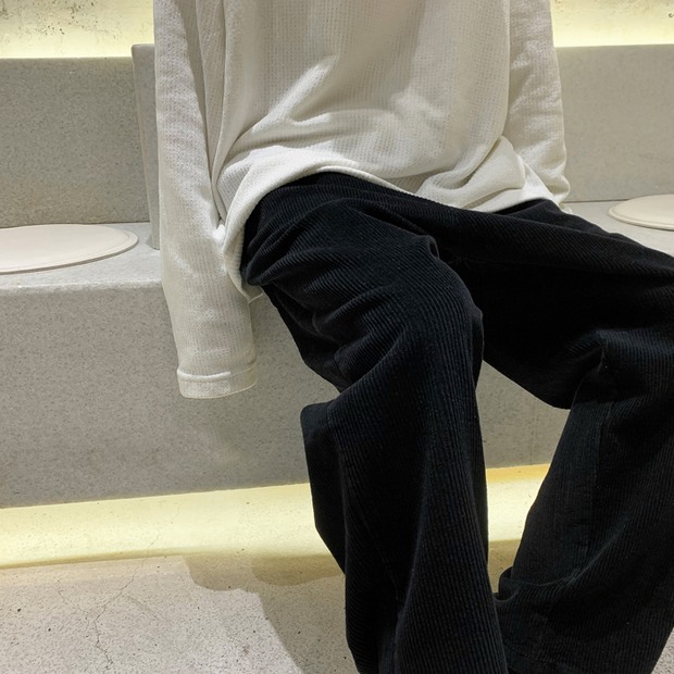 Corduroy straight loose wide leg pants trend