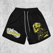 Skull Graphic Mesh Shorts