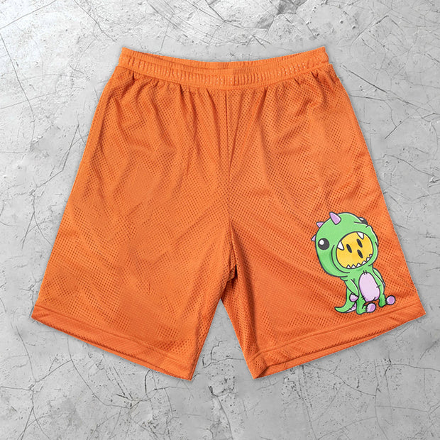 Cartoon Retro Casual Mesh Sports Short