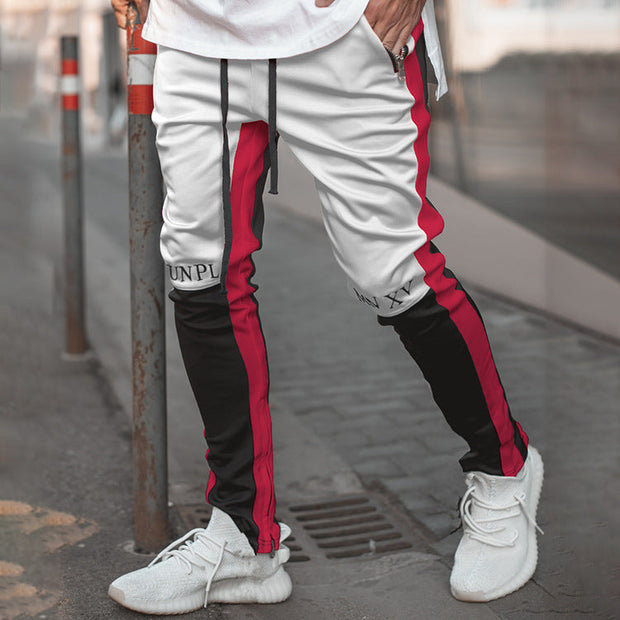 Paneled slim zip lounge pants workout pants