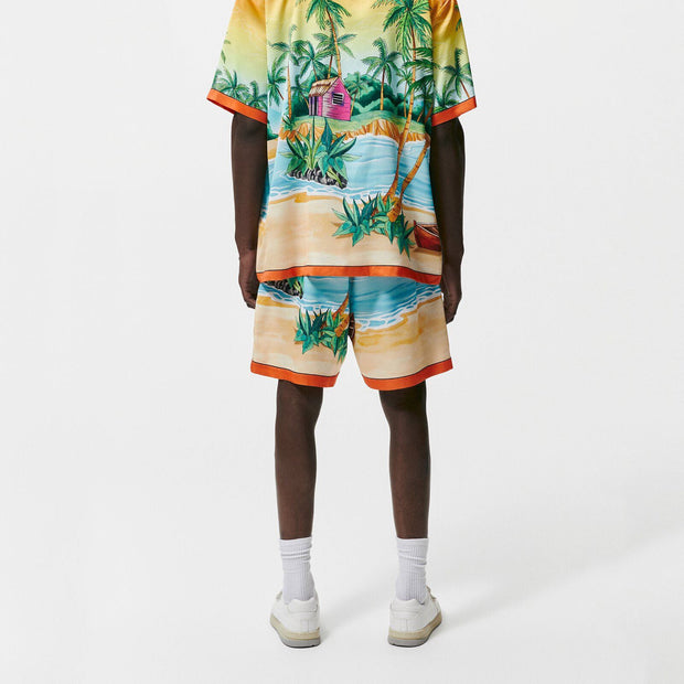 Resort-style print seaside luxury shorts