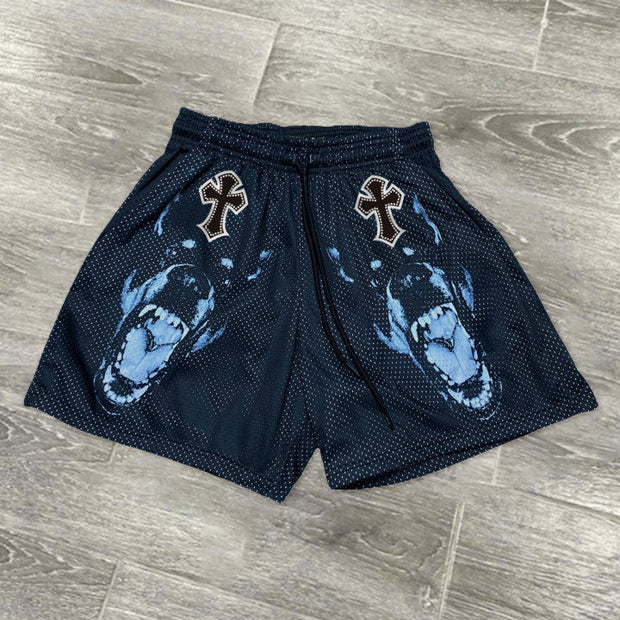 Cross personalized print retro mesh shorts