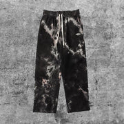 Retro tie-dye straight wide-leg street loose corduroy couple casual trousers