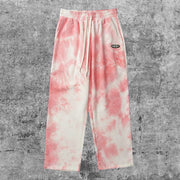 Retro tie-dye straight wide-leg street loose corduroy couple casual trousers