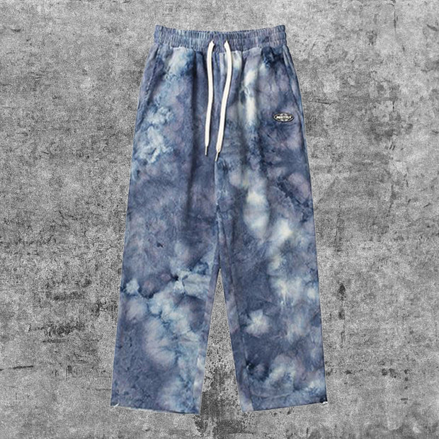 Retro tie-dye straight wide-leg street loose corduroy couple casual trousers