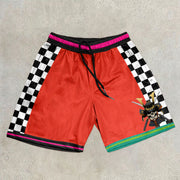 Trendy plaid print casual retro mesh shorts