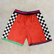 Trendy plaid print casual retro mesh shorts