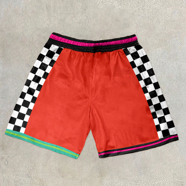 Trendy plaid print casual retro mesh shorts