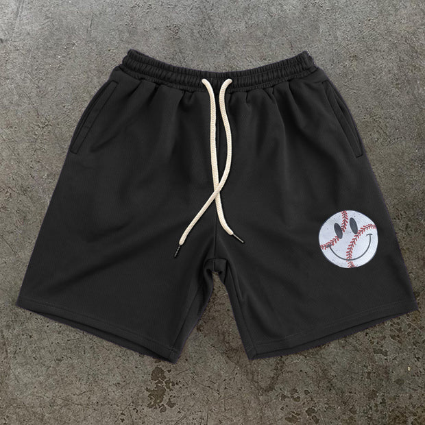 Retro Fashion Smiley Print Casual Shorts