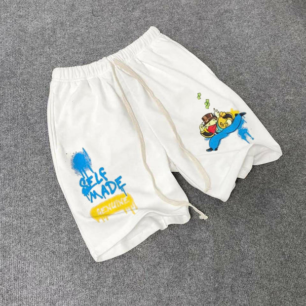 Casual Alphabet Money Print Track Shorts