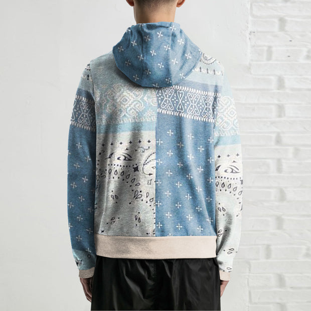 Street style personality multicolor cashew flower hooded sweatshirt