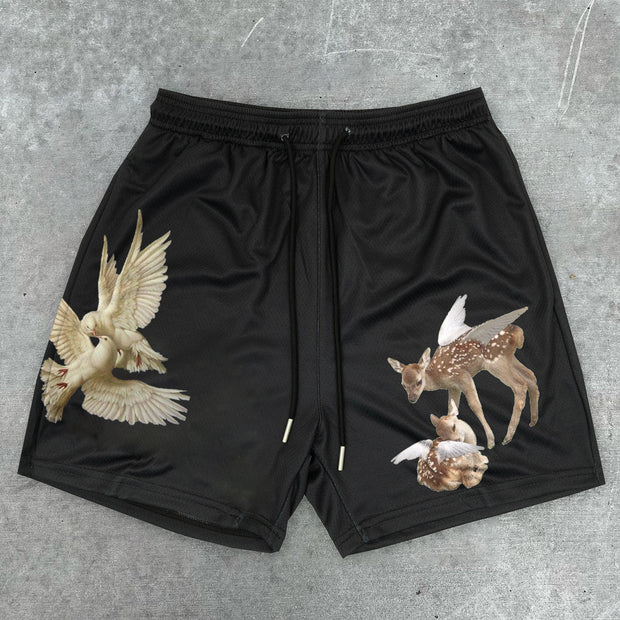 Art Dove Fawn Retro Casual Shorts