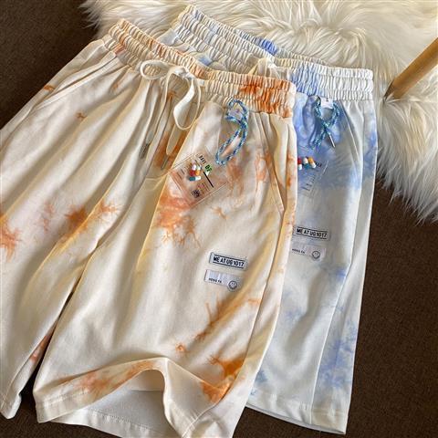 Jew4room tie-dye lanyard loose and thin five-point pants casual shorts