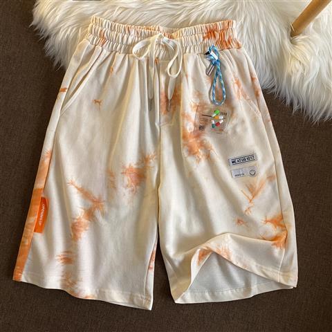 Jew4room tie-dye lanyard loose and thin five-point pants casual shorts