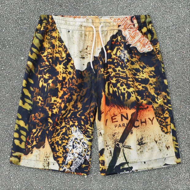Trendy Leopard Print Loose Short Sleeve Shirt Suit