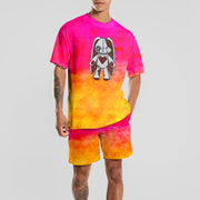 Personalized tie-dye printed T-shirt casual suit