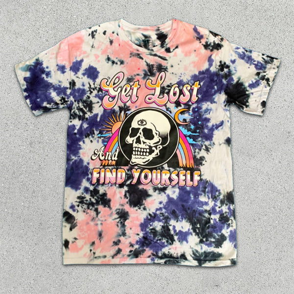 Gradient Skull Graphic Print Short Sleeve T-Shirt