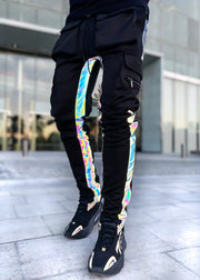 Fashion street style rainbow reflective tactical sweatpants men