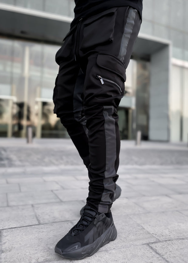 Fashion street style rainbow reflective tactical sweatpants men
