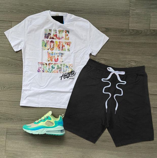 Fashion printed short-sleeved college style casual suit