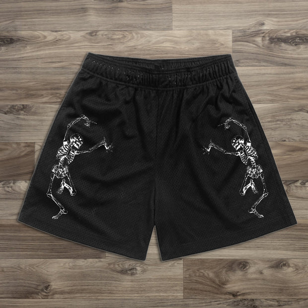 Skull Print Elastic Shorts