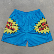 cartoon character graphic print elastic shorts