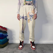 Street style men's tomahawk skull print casual sweatpants