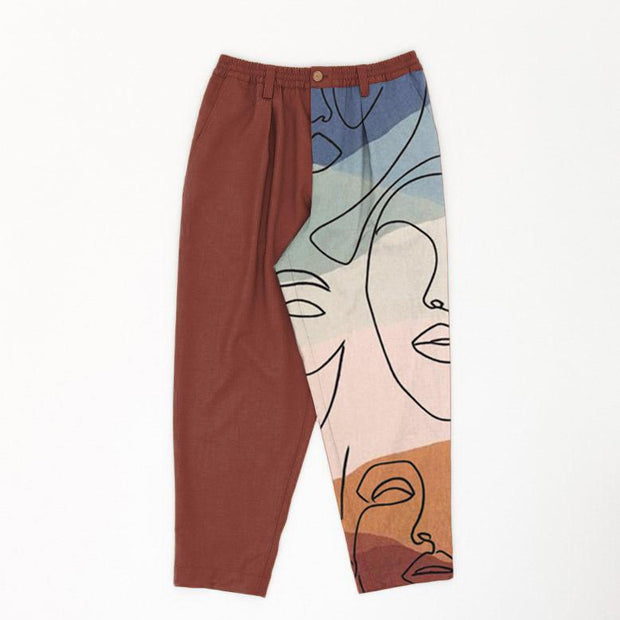 Fashion contrast color trend loose-footed street trousers