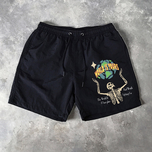 Skull Print 5 Inseam Shorts