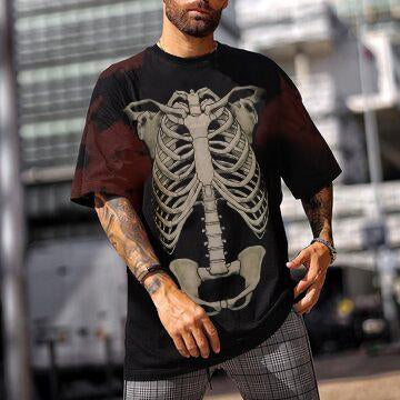 Tie-dye bone print retro loose T-shirt