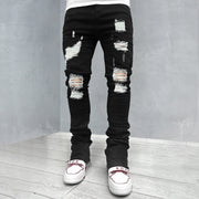 Casual oversized frayed slim-fit trousers