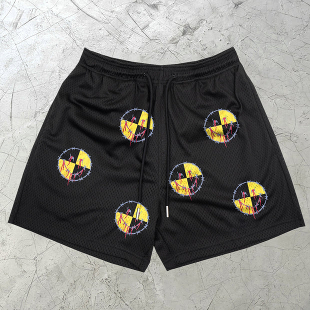 Casual Smile Pattern Street Mesh Shorts
