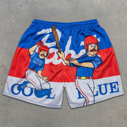 Baseball Graphic Print Elastic Shorts