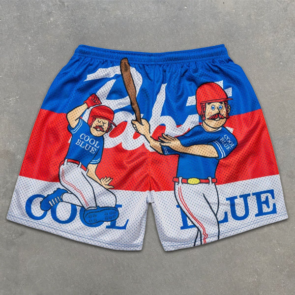 Baseball Graphic Print Elastic Shorts