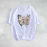 Pink Butterfly Hip Hop Short Sleeve T-shirt