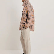 Casual retro print lapel coat