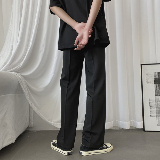 Plaid loose trend drape straight-leg casual pants