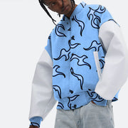 Contrasting color baseball uniform fashion loose trend coat jacket